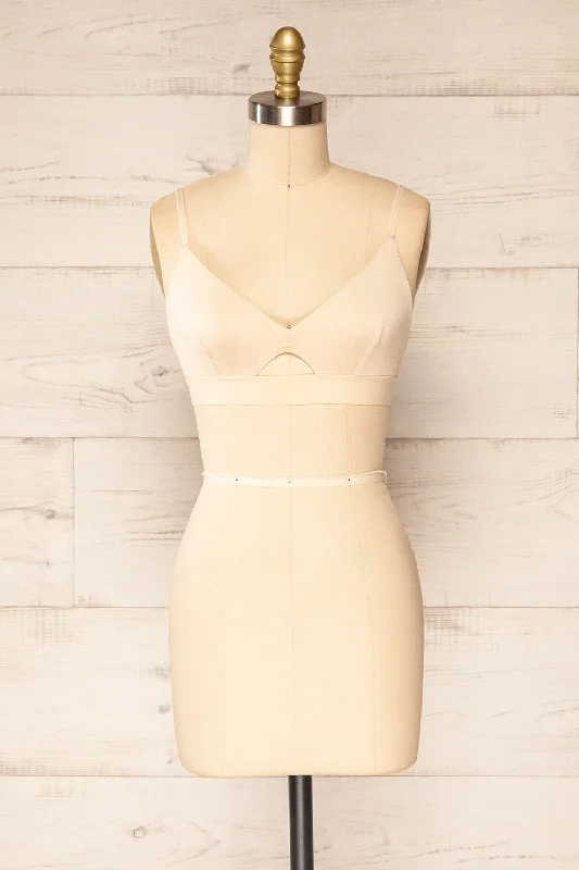 Women's Satin Sleepwear Lingerie Roveto Cream | Bralette