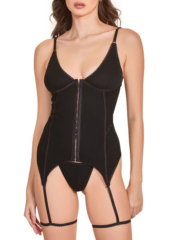 Women's Silk Lingerie Sets Women's Bottom Line Garter Bustier Set