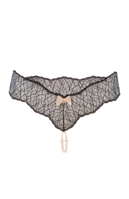 Lingerie Gift Sets for Women Black double pearl string - Sydney Double