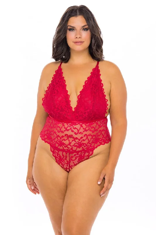 Plus Size Lace Lingerie for Women Curvy Jeana All Over Lace Teddy