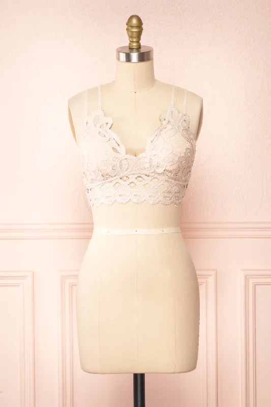 Women's High Waist Lingerie Bodysuits Niken Beige | Lace Bralette