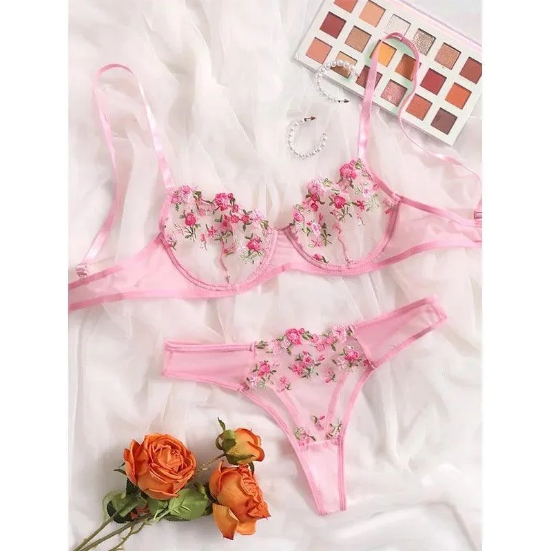 Wireless non wired bras with wide straps​ Floral Amanta Lingerie Set