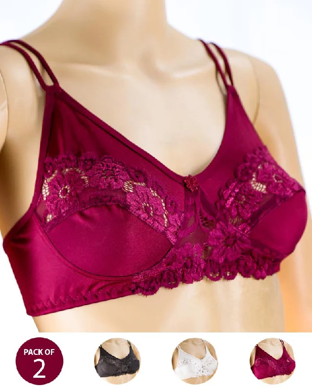 Seamless non wired bras for everyday wear Pack of 2 - Madam Bra - BOE - Non Padded, Non Wired Bra, Soft Jersey Cotton Lace Bra Seamless non wired bras for everyday wear Pack of 2 - Madam Bra - BOE - Non Padded, Non Wired Bra, Soft Jersey Cotton Lace Bra