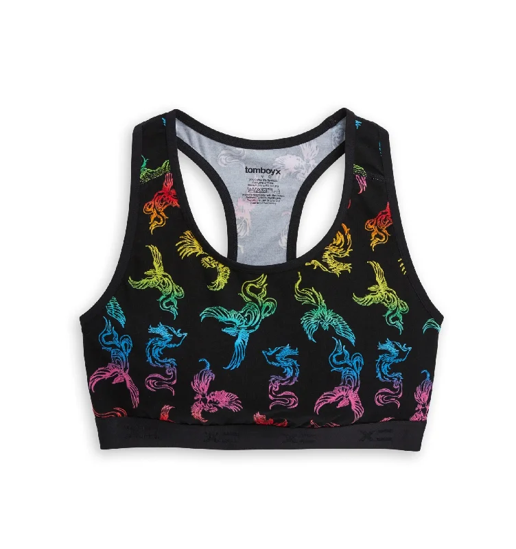 underwire bras with maximum support Racerback Soft Bra - Rainbow Phoenix