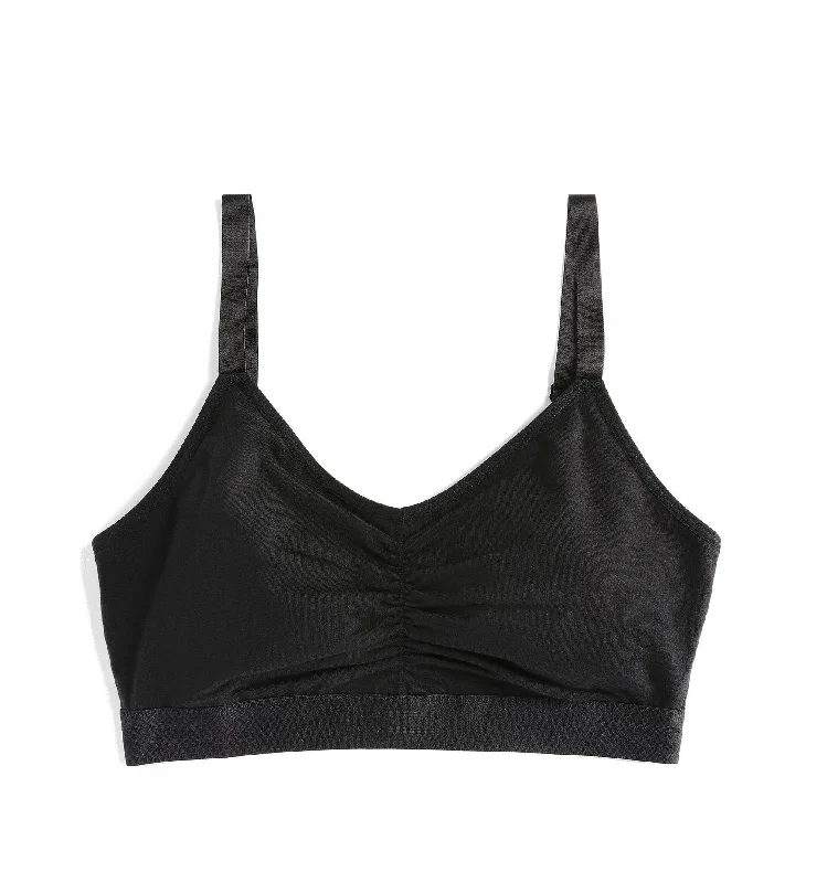 seamless wireless bras for everyday comfort V Neck Bralette - X= Black