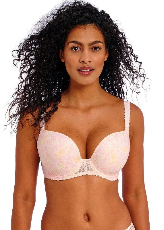 Silk bras for a luxurious and smooth texture Daydreaming Plunge Molded T-Shirt Bra In Peach Blossom - Freya Silk bras for a luxurious and smooth texture Daydreaming Plunge Molded T-Shirt Bra In Peach Blossom - Freya