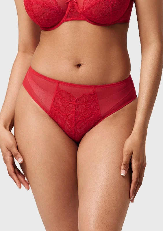 Bra with a memory foam cup for a customized fit Enchante High-Rise Red Lace Brief Underwear Bra with a memory foam cup for a customized fit Enchante High-Rise Red Lace Brief Underwear