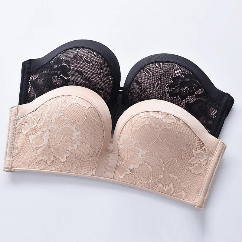 Bra with a half - cup design for a sexy and minimalist look Sexy Lace Backless Strapless Black Wedding Push Up Bra Bra with a half - cup design for a sexy and minimalist look Sexy Lace Backless Strapless Black Wedding Push Up Bra