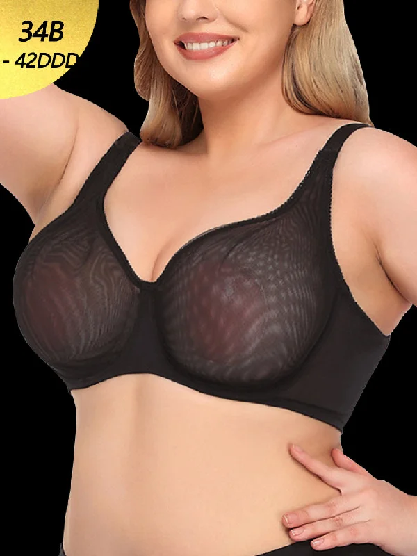 Bra with a cross - back strap design for a trendy look Sexy Ultra-thin Mesh Non-padded Full Coverage Bra Bra with a cross - back strap design for a trendy look Sexy Ultra-thin Mesh Non-padded Full Coverage Bra
