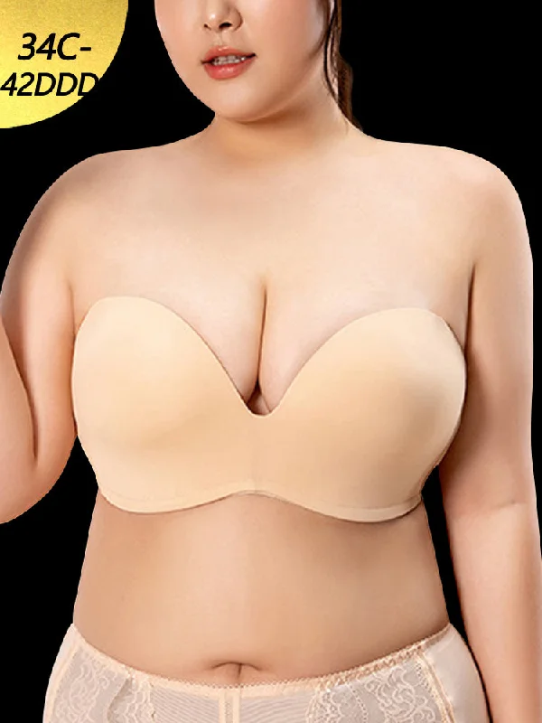 Bra with a low - cut cup for a more revealing style​ Strapless Push-Up Invisible Wireless Multiway Bra