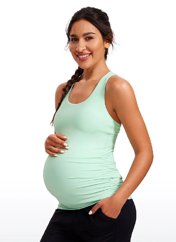 Bra with adjustable hooks for a customized fit Butterluxe Racerback Maternity Built in Bra Tank Ruched Sides Bra with adjustable hooks for a customized fit Butterluxe Racerback Maternity Built in Bra Tank Ruched Sides