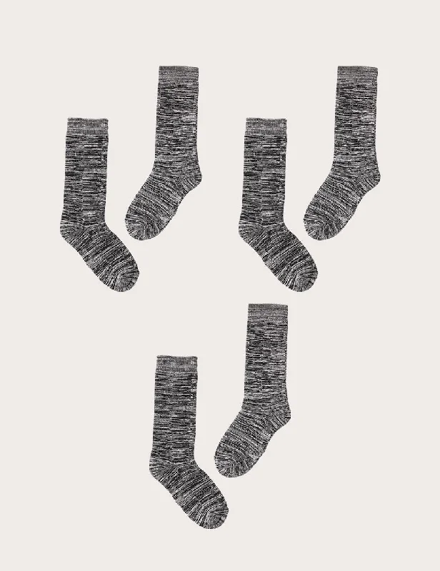 Women's crew socks with a polka - dot print 3-Pack Chunky Bed Socks - Black Marl