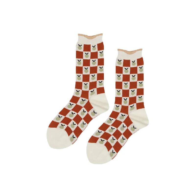 Tiny Tomato Crew Socks (Terracotta)